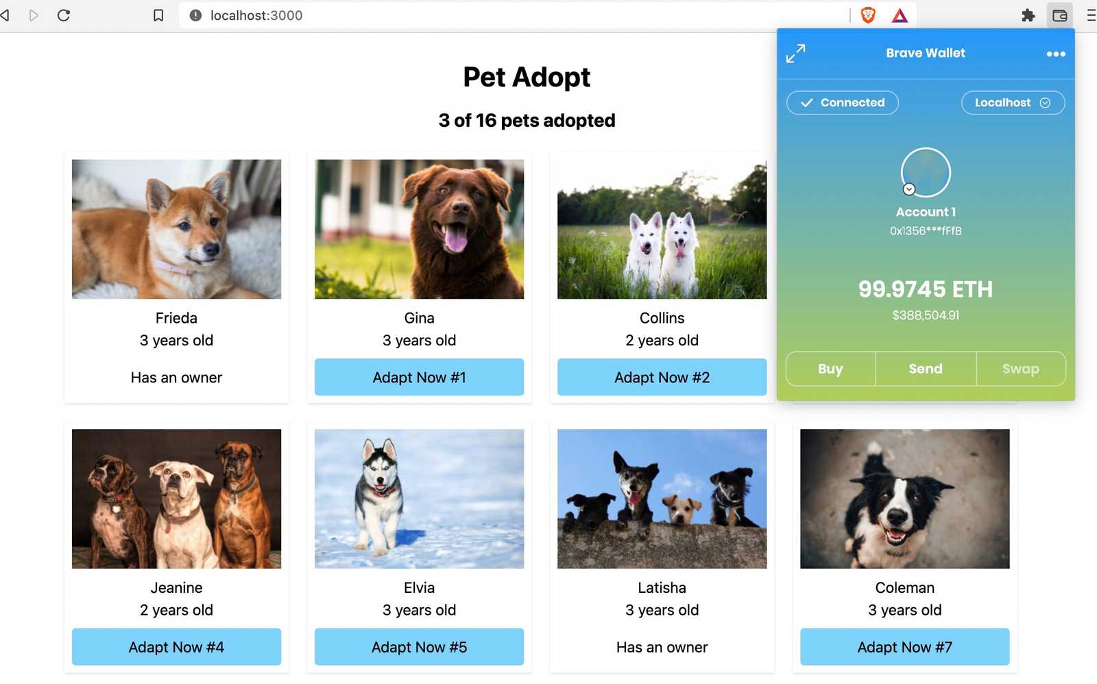 Adopt a pet on blockchain